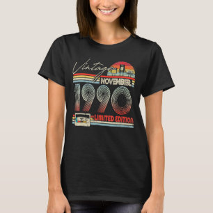 32. Geburtstag November 1990 Vintage Kassette T-Shirt