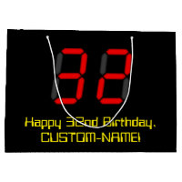 32. Geburtstag: Red Digital Clock Style "32" + Nam