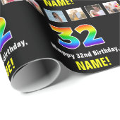32. Geburtstag: Regenbogen "32"; benutzerdefiniert Geschenkpapier (Rolleneckpunkt)