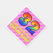32. Geburtstag: Rosa Streifen & Herz, Regenbogen # Serviette (Ecke)