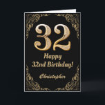 32. Geburtstag Schwarz-Gold-Glitzer-Rahmen Karte<br><div class="desc">32. Geburtstag Schwarz und Gold Glitzer Rahmen. Für weitere Anpassungen klicken Sie bitte auf die Schaltfläche "Anpassen" und verwenden Sie unser Designwerkzeug,  um diese Vorlage zu ändern.</div>