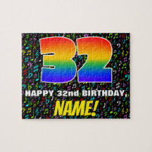 32. Geburtstag — Spaß, farbenfrohe Musiksymbole & 