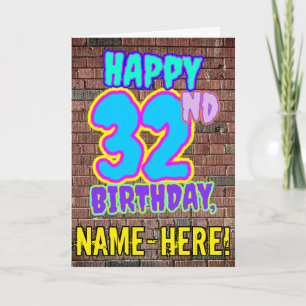 32. Geburtstag - Spaß, Urban Graffiti Inspiriert L Karte