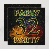 32. Geburtstagsfeier Einladung mit Feuerwerk (Vorne/Hinten)