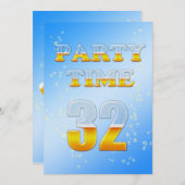 32. Geburtstagsfeier mit Bier Einladung (Vorne/Hinten)