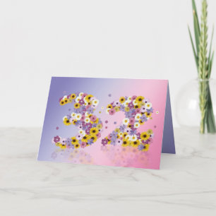 32. Geburtstagskarte mit blumigen Buchstaben Karte