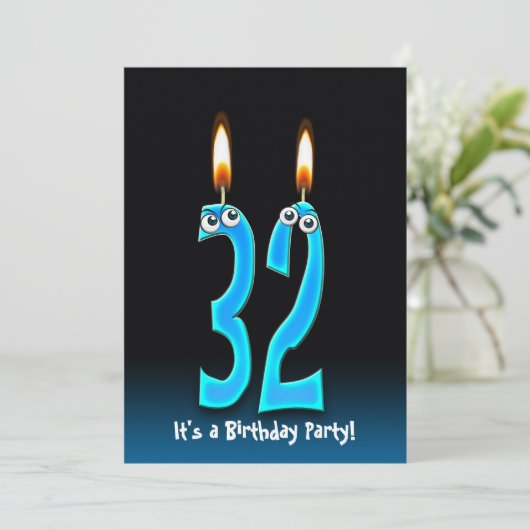 32. Geburtstagsparty Einladung (Stehend Vorderseite)