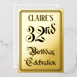 32. Geburtstagsparty — Elegantes Script + Individu Folieneinladung