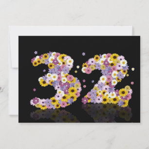 32. Geburtstagsparty mit Blumenbriefen Einladung