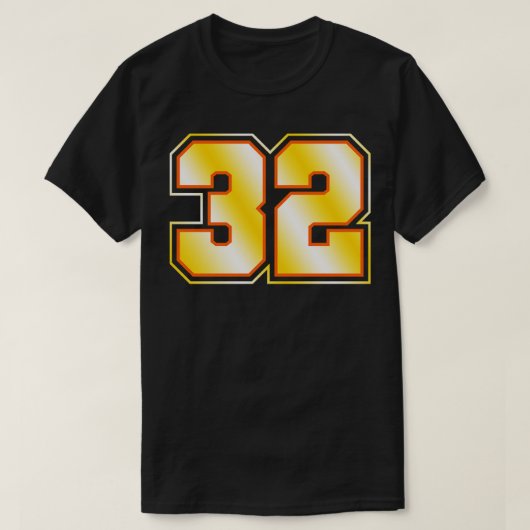 32 Gelbe Sportnummer T-Shirt (Design vorne)