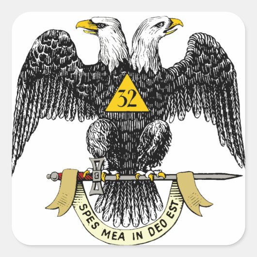 32. Grad Scottish Rite Black Eagle Quadratischer Aufkleber (Vorderseite)