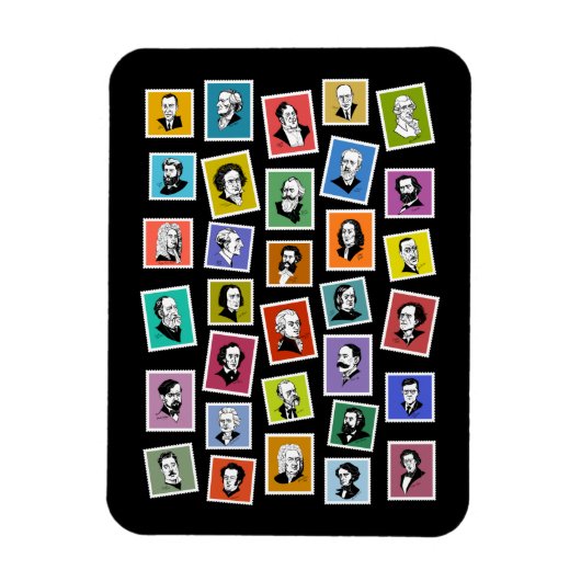 32 grafische Portraits der beststen Komponisten Magnet (Vertikal)