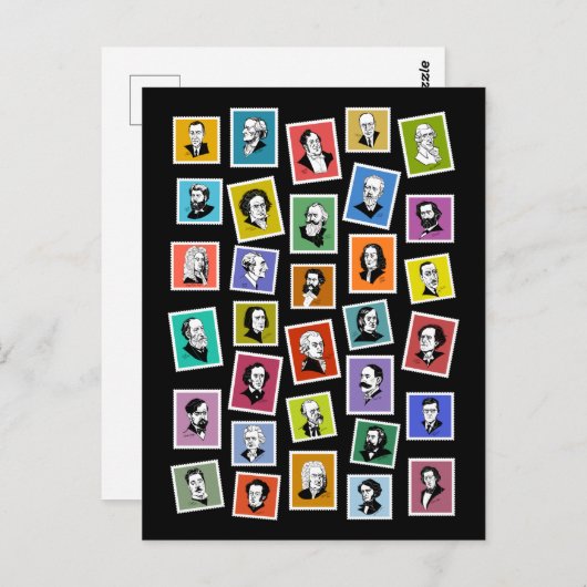 32 grafische Portraits der beststen Komponisten Postkarte (Vorne/Hinten)