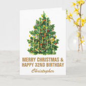 32. Happy Geburtstag und Frohe Weihnachtsbaum Karte (Gelbe Blume)