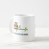 32. Hochzeitstag-Eulen Kaffeetasse (Vorderseite Links)
