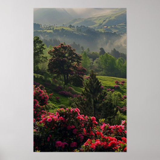 32 im Spätfrühling Mountain Forest Poster (Vorne)