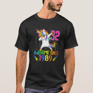 32 Jahre alt 32. Geburtstag Einhorn Dabbing Mädche T-Shirt