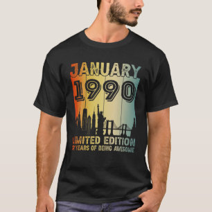 32 Jahre alter Tag Vintag Januar 1990 32. Geburtst T-Shirt
