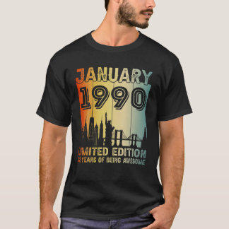 32 Jahre alter Tag Vintag Januar 1990 32. Geburtst T-Shirt