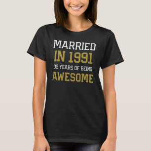 32. Jahrestag für Männer Verheiratet 1991 Paare H T-Shirt