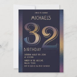 32. lila und goldener Geburtstag Einladung