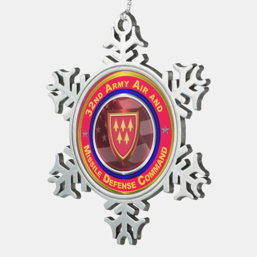 32. Militär- und Raketenabwehrkommando Schneeflocken Zinn-Ornament (Rechts)