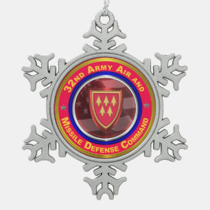 32. Militär- und Raketenabwehrkommando Schneeflocken Zinn-Ornament