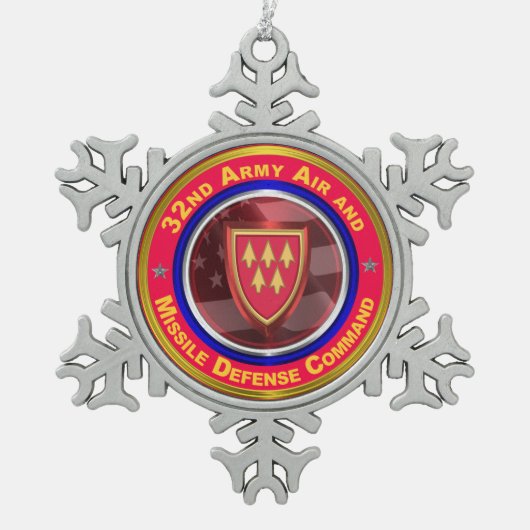 32. Militär- und Raketenabwehrkommando Schneeflocken Zinn-Ornament (Vorderseite)