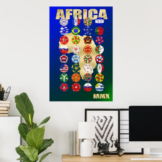 32 Qualifizierende Länder für Südafrika 2010 MMX Poster (Heimbüro)