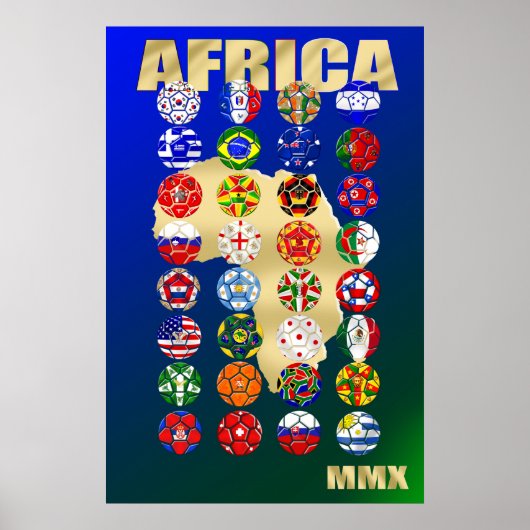 32 Qualifizierende Länder für Südafrika 2010 MMX Poster (Vorne)