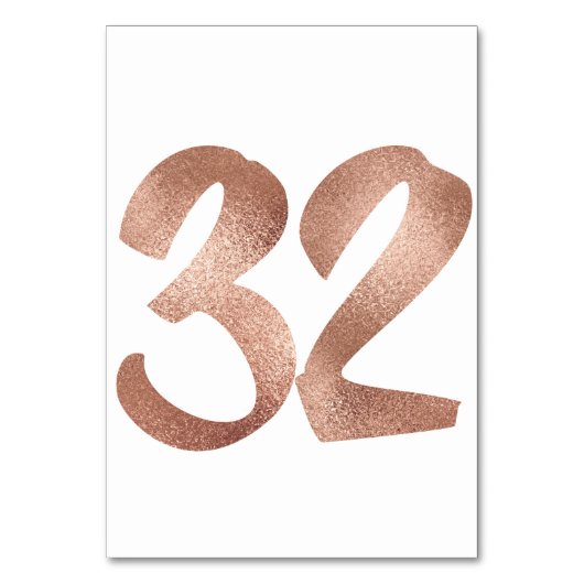 32 Tischnummern Weißes Metallrosa Rosengold (Rückseite)