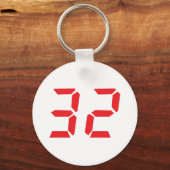 32 zweiunddreißig rote Wecker digitale Nummer Schlüsselanhänger (Vorderseite)