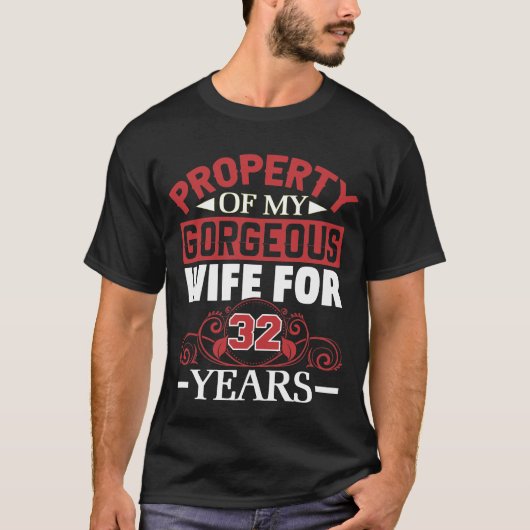 32nd Wedding Anniversary Gift for Husband 32 Years T-Shirt (Vorderseite)
