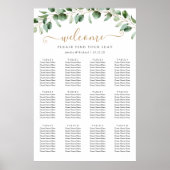 32x48 Eukalyptus Greenery Wedding Seating Chart Poster (Vorne)