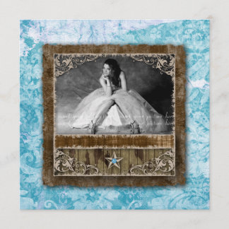 332 Quinceanera Vintage-Fotokarte Stern Blau Einladung