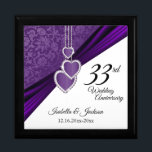33./6./47. Jahrestag des Amethyst Keepake Erinnerungskiste<br><div class="desc">33 / 6 / 47. Amethyst Lila Hochzeitstag Keepake Design Geschenkboxen. Dieses Design eignet sich gut für andere Veranstaltungen oder Anlässe wie Geburtstag, Hochzeit, Dienstjahre... oder Sie können es für den täglichen Gebrauch Ihrer Zuhause oder Ihres Büros nutzen lassen, indem Sie einfach die Wörter löschen und/oder ändern... einfach das löschen,...</div>