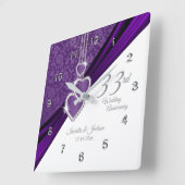 33. Amethyst Lila Hochzeitstag-Jubiläum Keepake Quadratische Wanduhr (Winkel)