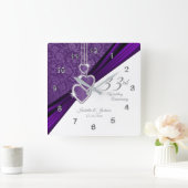 33. Amethyst Lila Hochzeitstag-Jubiläum Keepake Quadratische Wanduhr (Zuhause)