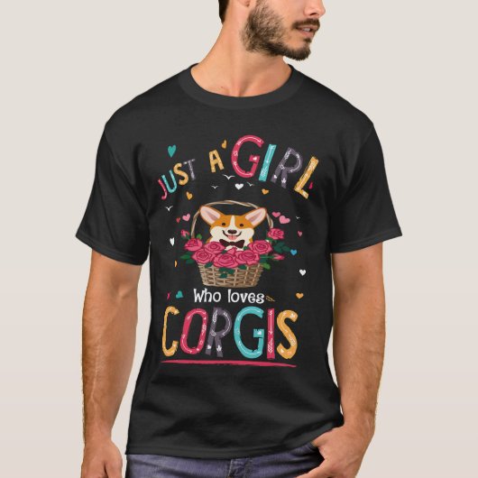 33 Ein Mädchen das Corgi liebt T-Shirt (Vorderseite)