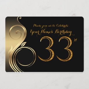 33., Einladung zum Geburtstag,Nummer Glitzer Gold,
