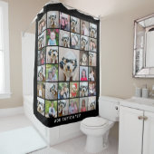 33 FotoCollage Modernes Quadrat Layout Schwarz Duschvorhang (Beispiel)