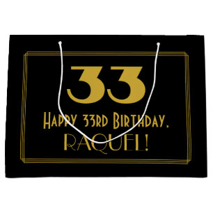 33. Geburtstag — Art Deco Inspiriert Look "33" & N Große Geschenktüte