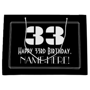 33. Geburtstag ~ Art Deco Inspiriert Look "33" + N Große Geschenktüte