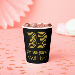 33. Geburtstag: Art Deco Inspiriert Look "33" & Na Pappbecher