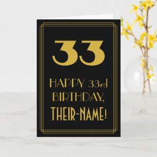 33. Geburtstag – Art Deco inspiriertes Aussehen "3 Karte