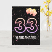 33. Geburtstag Ballons und Confetti Karte (Gelbe Blume)