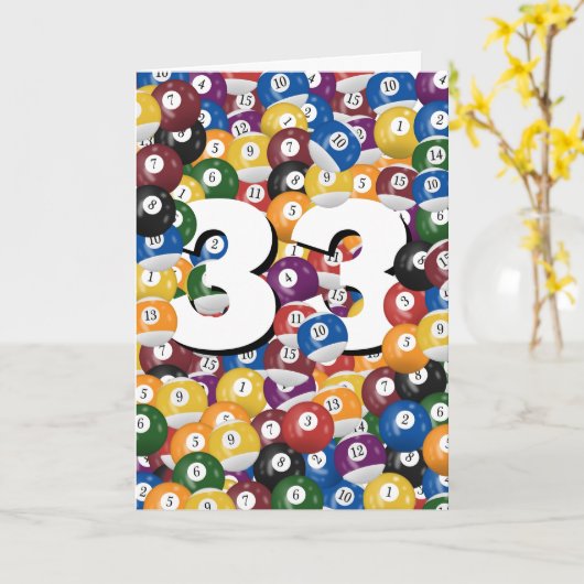 33. Geburtstag Billiard Balls Karte (Gelbe Blume)