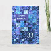 33. Geburtstag, Blue Squares, Karte (Vorderseite)