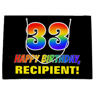 33. Geburtstag: Bold, Fun, Simple, Rainbow 33 Große Geschenktüte