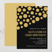 33. Geburtstag Einladung Black Gold Confetti (Vorne/Hinten)